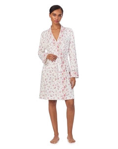 Короткий женский халат 100% хлопок, розовый Lauren ralph lauren