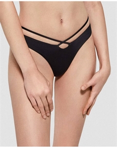 Плавки бикини V-образной формы из гладкой ткани, черный Gisela