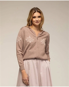 Женская вязаная кофта с капюшоном-снежинкой, розовый Tantra