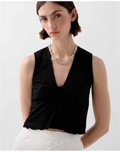 Женский топ со сборками и V-образным вырезом, черный Scalpers