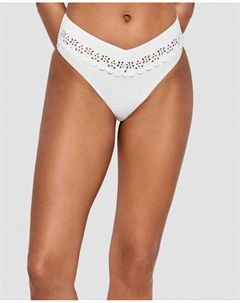 Плавки бикини с V-образным вырезом и ажурной отделкой, белый Gisela