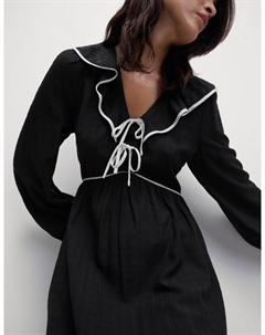 Платье миди с приталенной талией из модала с богатой текстурой и оборками, черный Marks & spencer