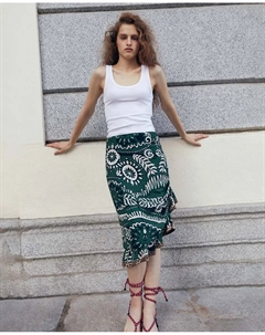 Юбка с воланами и принтом, зеленый Сфера