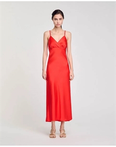 Платье без бретелек, струящееся, красный Sandro