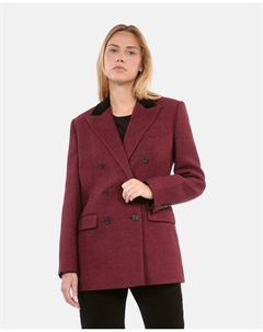 Женский двубортный пиджак с узором «гусиная лапка», красный The kooples