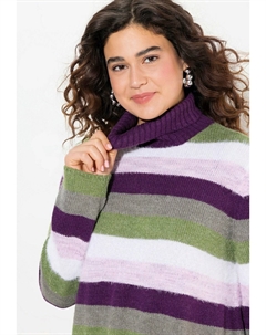 Джемпер STRIPED LONG SLEEVE TURTLENECK, фиолетовый Ulla popken