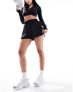 Черные тканые шорты для бега с карманами на молнии Icon Asos