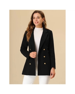 Женский двубортный зимний плащ с длинными рукавами и зубчатыми лацканами, серый Allegra k