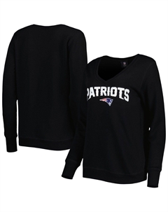 Женский черный пуловер с v-образным вырезом и пайетками Cuce New England Patriots Unbranded