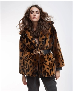 Женская шуба с застежкой-молнией и анималистичным принтом, коричневый Lola casademunt