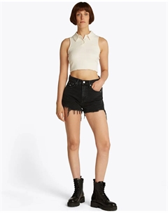 Горячие женские шорты с рваным дизайном, черный Tommy jeans