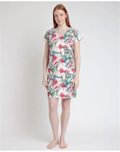 Короткая женская ночная рубашка из трикотажа с цветочным принтом, мультиколор Admas