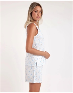 Короткая женская пижама из вискозного трикотажа синего цвета, синий Admas