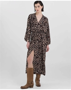 Длинное платье макси с рукавами, коричневый Replay