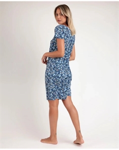 Длинная женская ночная рубашка из вискозного трикотажа синего цвета, синий Admas