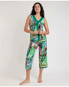 Короткая женская пижама из разноцветного вискозного трикотажа, мультиколор Admas