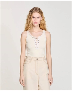 Женская майка со шнуровкой, белый Sandro