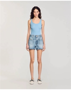 Женские джинсовые шорты с накладными карманами, синий Sandro