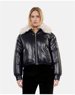 Женский пуховик из искусственного меха с воротником из шерпы, черный The kooples