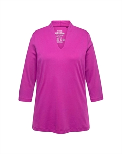 Топ с длинными рукавами À MANCHES 3/4 ET COL CALICE EN PIMA, розовый Ulla popken