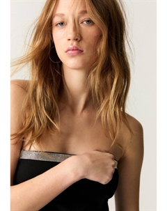 Коктейльное платье / Вечернее платье STRAPLESS WITH RHINESTONES, черный Pull & bear