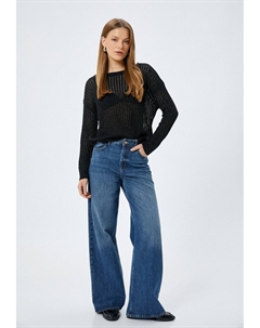 Джемпер CREW NECK AJOURE, черный Koton