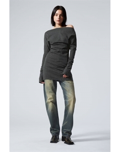 Мини-Платье с длинными рукавами и открытыми плечами, черный Weekday