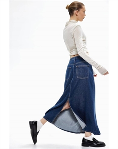 Юбка из мягкого денима с перьями, синий H&m