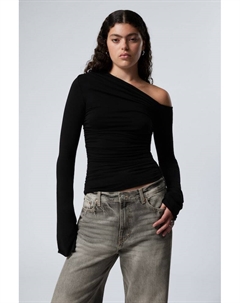 Асимметричный драпированный топ из лиоцелла, черный Weekday