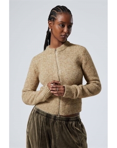 Вязаный кардиган на молнии облегающего кроя, бежевый Weekday