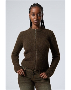 Вязаный кардиган на молнии облегающего кроя, коричневый Weekday