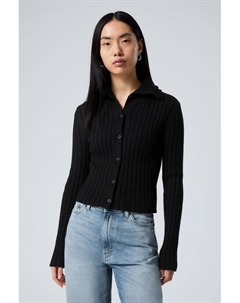 Тонкий вязаный кардиган с водолазкой, черный Weekday