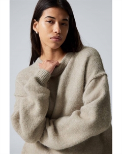 Свободный пушистый вязаный свитер, бежевый Weekday