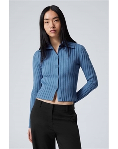 Тонкий вязаный кардиган с водолазкой, голубой Weekday