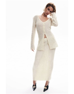 Юбка с пайетками из смеси мохера, бежевый H&m