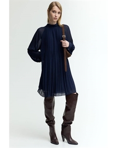 Платье из плиссированного шифона, синий H&m