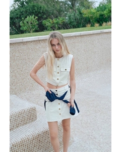 Короткая джинсовая юбка А-силуэта, бежевый H&m