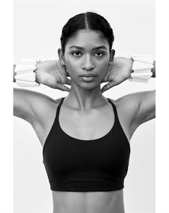 Спортивный бюстгальтер легкая поддержка из лайкры softmove sport, черный H&m