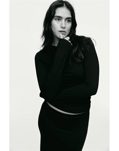 Облегающая хлопковая рубашка, черный H&m