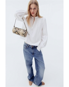 Хлопковая блузка с завязкой, белый H&m