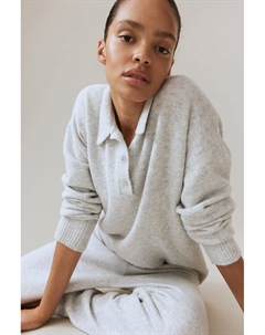 Свитер тонкой вязки с воротником, серый H&m