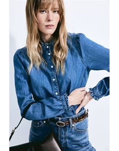 Джинсовая блузка с воланами, синий H&m