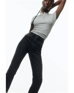 Узкие прямые джинсы с высокой щиколоткой, черный H&m