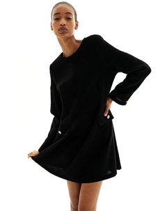 Платье из ткани букле, черный H&m