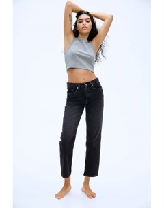 Прямые джинсы средней посадки по щиколотку, черный H&m