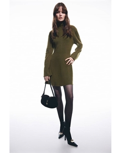 Платье из тонкого трикотажа с водолазкой, зеленый H&m