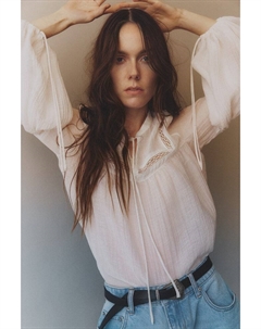 Блузка с кружевными вставками, белый H&m