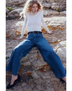 Широкие высокие джинсы, синий H&m