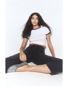 Прямые джинсы до щиколотки, черный H&m