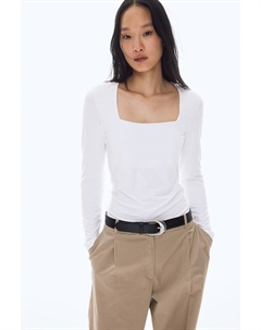 Рубашка из джерси с длинными рукавами, белый H&m